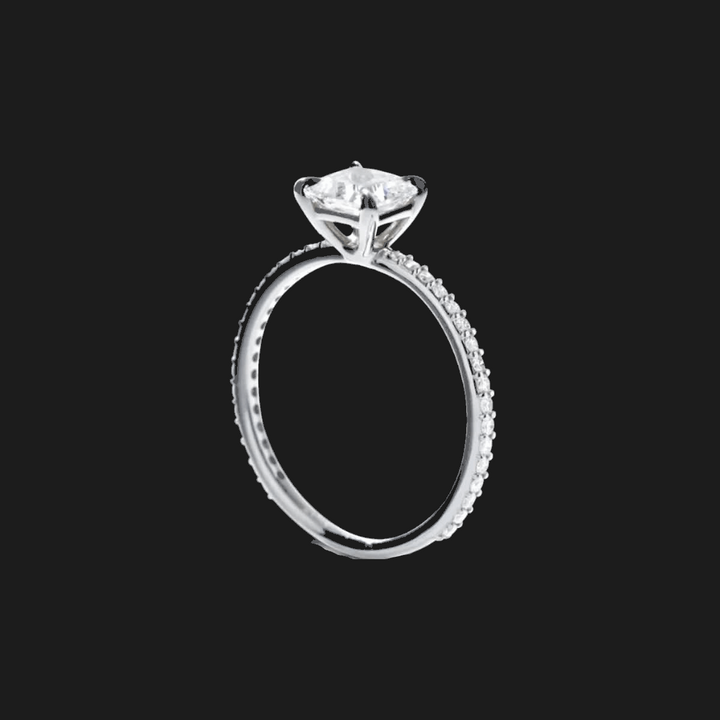 Round Pavé Diamond Engagement Ring