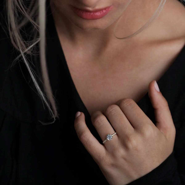 Round Pavé Diamond Engagement Ring