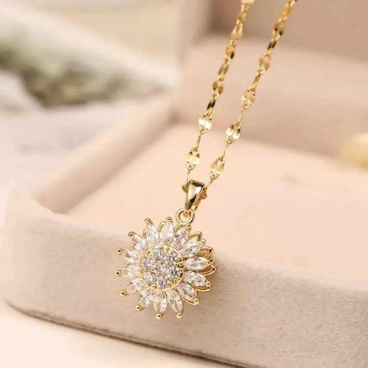 Spinning Sunflower Pendant Necklace