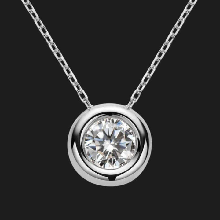 Sterling Silver Bezel Moissanite Pendant Necklace