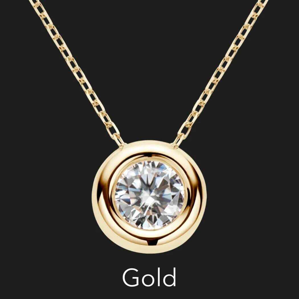 Sterling Silver Bezel Moissanite Pendant Necklace