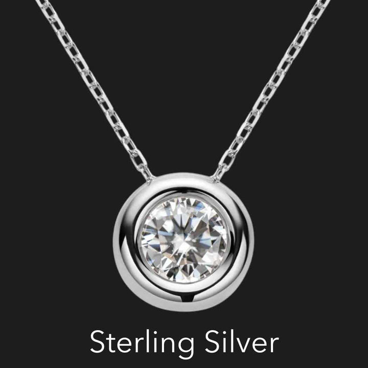 Sterling Silber Lünette Moissanit Anhänger Halskette