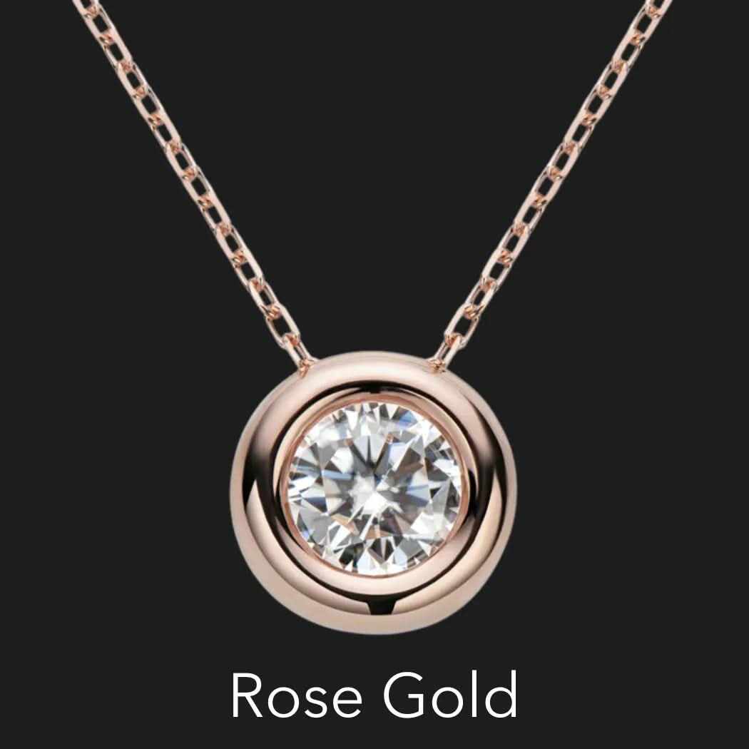 Sterling Silver Bezel Moissanite Pendant Necklace