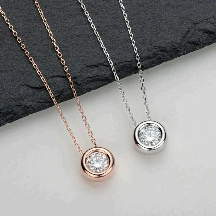 Sterling Silver Bezel Moissanite Pendant Necklace