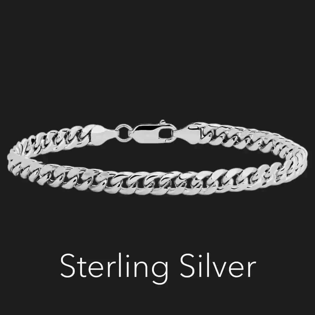 Sterling Srebrny Diamond-Cut Cuban Link Bracelet
