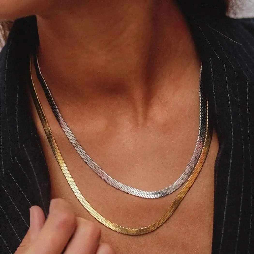 Sterling Silver Herringbone Necklace