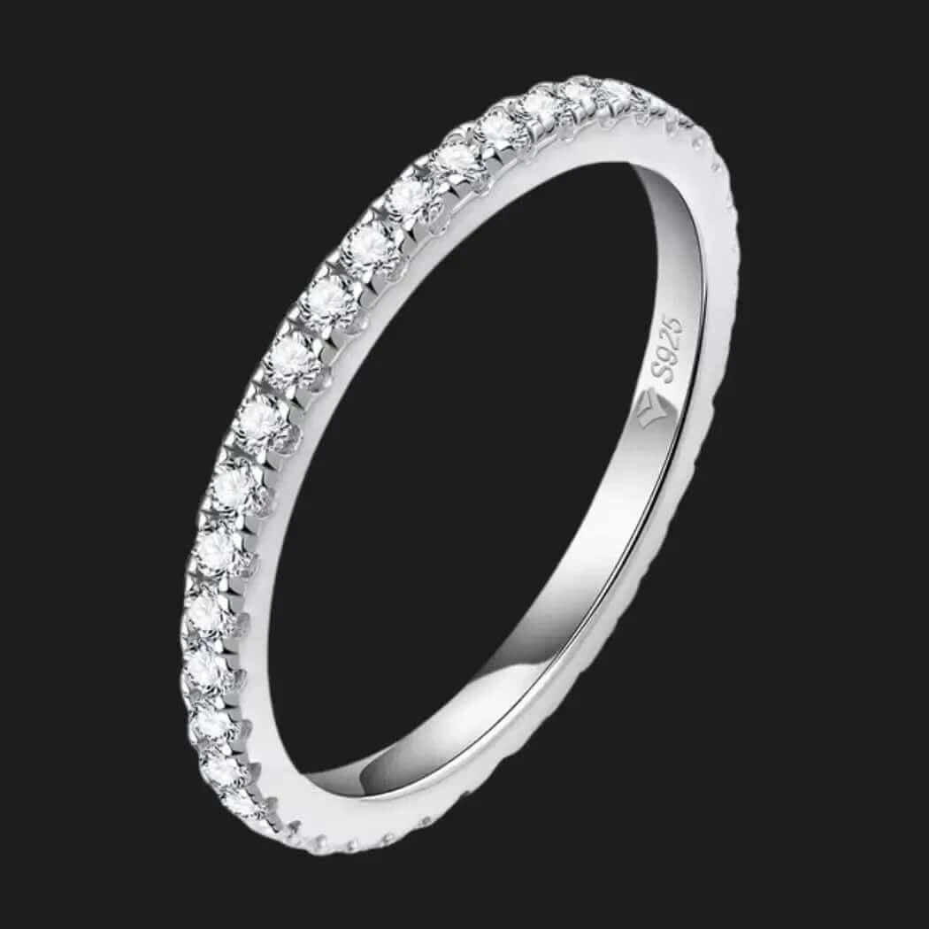 Sterling Silver Moissanite Eternity Ring