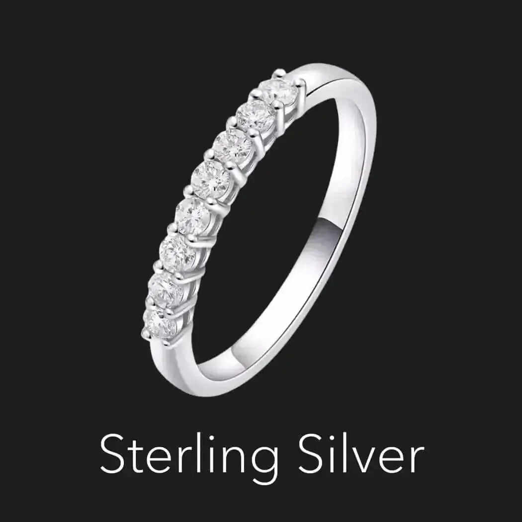 Sterling Silver Moissanite Half-Eternity Ring