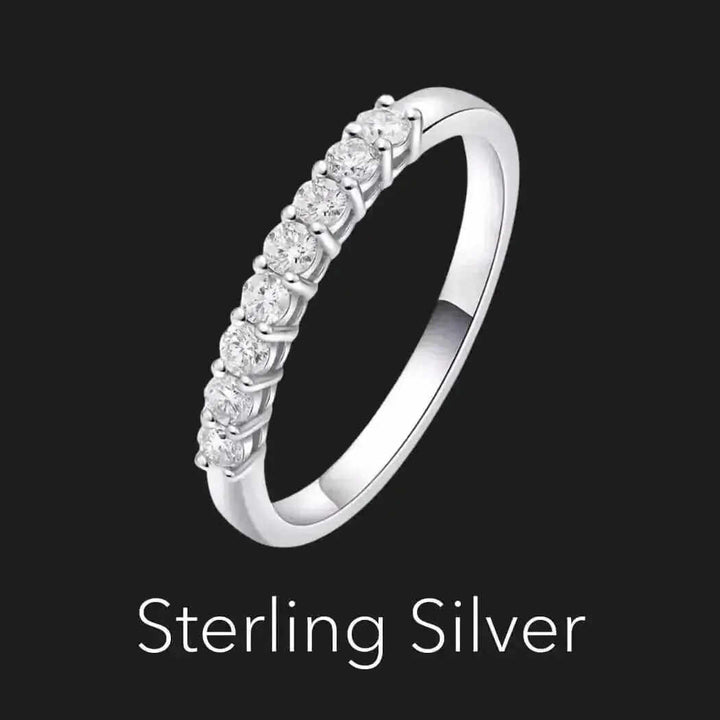 Sterling Silver Moissanite Half-Eternity Ring